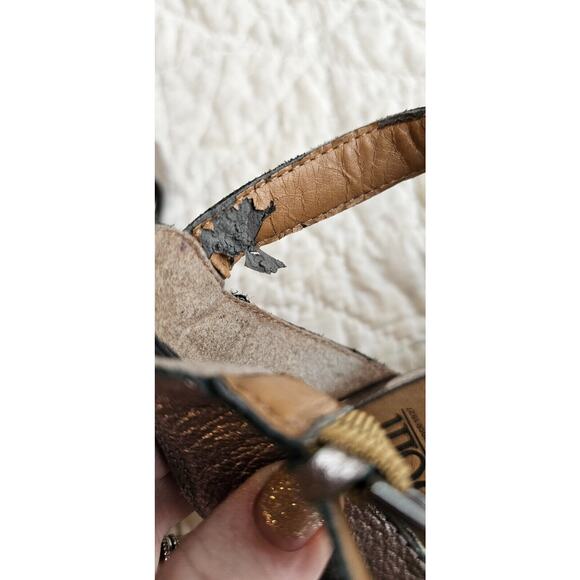 Sofft Innis Wedge Sandals Womens Sz 9.5 W Metallic Silver Leather Strappy Shoes - Picture 6 of 8